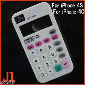 Cute White Silicone Calculator Soft Cover Case For Apple iPhone 4 16G 