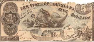   US NOTE 1862 CIVIL WAR FIVE DOLLAR OBSOLETE CURRENCY LOUISIANA  
