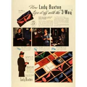  1939 Ad Lady Buxton Line Inc 3 Way Calf Billfolds Pockets 