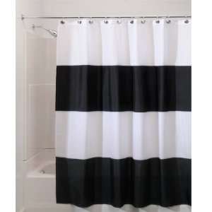 78 Long Stall Zeno Black And White Striped Waterproof Shower Curtain 