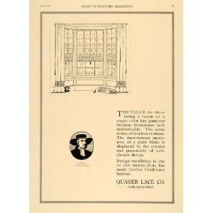  1920 Ad Quaker Lace Philadelphia Fabric Decor Curtains 