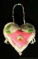   Beaded Native American or Canadian Indian Heart Whimsey ca1900  