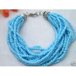  Tibet Aqua Blue Coral Beads Bracelet 7 handmade 