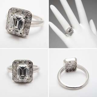   Emerald Cut VS Diamond Engagement Ring Solid 18K White Gold skuwm7186