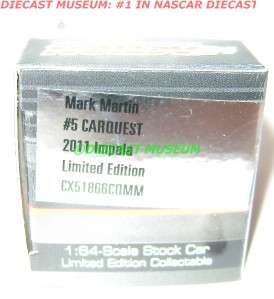 MARK MARTIN #5 CARQUEST IMPALA 2011 164 DIECAST ACTION  