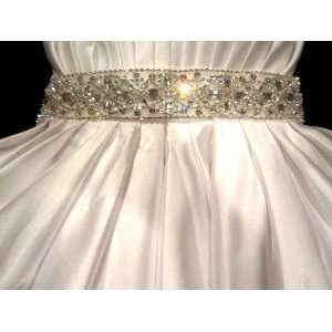 Bridal Dress Gown Beaded Jeweled Crystal Belt Sash
