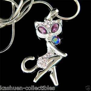   Crystal Sexy Cute KITTY CAT Kitten Charm Pendant Necklace New  