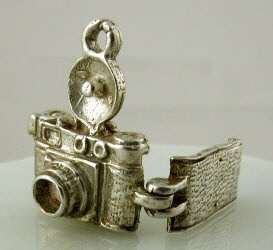 Vintage English Silver CAMERA Charm OPENS TO BIRDIE  