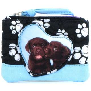 Paw Print Chocolate Labrador Pups Coin Purse Handbag  