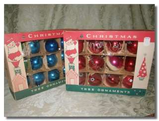   Vintage Fantasia Christmas Tree Ornaments Glass Bulbs   Red, Blue