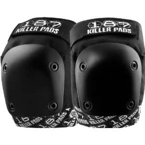   187 Pro Knee Pads Small Black White Text Skate Pads