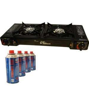 Double Hob Camping Stove Cooker Dual Burner with 4 Gas [Kitchen & Home 