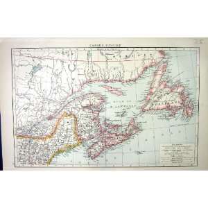 CANADA EASTERN ANTIQUE MAP c1897 NEW FOUNDLAND BRUNSWICK NOVA SCOTIA 