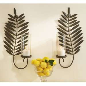  Palm Leaf Candle Sconce Pair