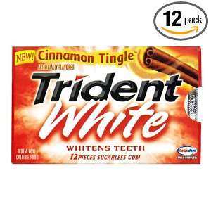 Trident Sugarless Gum, Cinnamon Tingle, 18 Count Boxes (Pack of 12)
