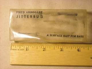   JITTERBUG FISHING LURE BOX TOP AND CLEAR PLASTIC LINER, SOLID  