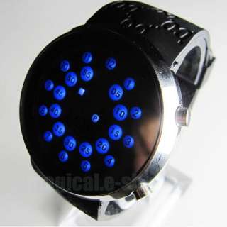Unique Design Blue LED Dot Matrix Mens Sport Watch  