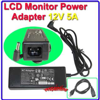 12V 5A Computer LCD Monitor Power Adapter Supply + Cord  