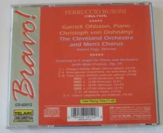 Busoni Piano Concerto Ohlsson Dohnanyi Telarc CD 089408201226  