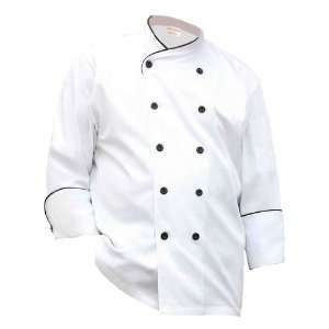 Chef Works MACG WHT Pisa Executive Chef Coat, White, with Black Piping 