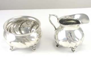   & Sohne Silver Creamer Sugar Bowl Set German Footed 100 mL Creamer