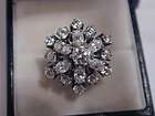   ANTIQUE VINTAGE FANCY SOLID SILVER & CUBIC ZIRCONIA CLUSTER RING