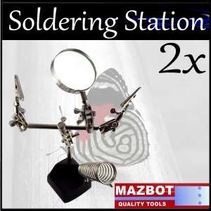 Third Hand 2x MAGNIFIER w/ CLAMPS Good Soldering TOOL  