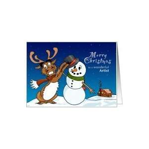  Christmas Deer   Merry Christmas for Artist Card Health 