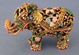 Hinged Jeweled Trinket Box Fulande Elephant Crystals Enamel Objet d 