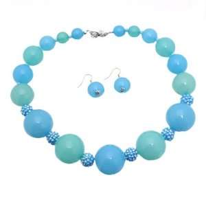  Chunky Bead Necklace Set ; 18L; Beads Are 1.25; Turquoise 