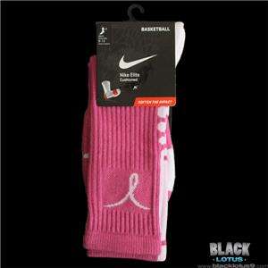 NEW RARE Nike Elite Basketball Crew Socks Pink/White Breast Cancer 