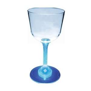 oz Clear Light Up Wine Glass With Clear Stem, Clear Base, Blue 