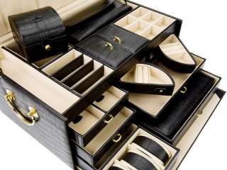 Largest Leather Jewelry Box / Case with Jewelry Roll  