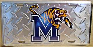 Memphis Tigers Diamond Plate License Plate Stamped Aluminum  