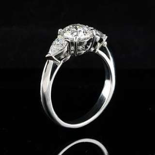 Platinum Diamond with Pear Shape Side Stones Engagement Ring  