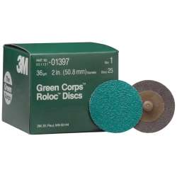3M 1397 Green 2 inch Roloc Discs 36 Grit   25 Pack  