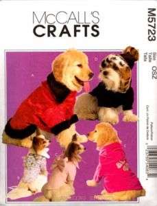 McCalls Pattern M5723 Dog Coats clothes S M L 5723  