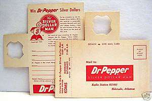 1952 Dr Pepper Soda Bottle Hanger Silver Dollar Man Ark  