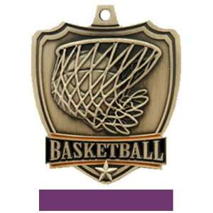  Custom Basketball Shield Medal W/Neck Ribbon GOLD MEDAL 