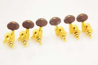 6Guitar Tuners Pegs Machine Head Gold Body/Amber button  