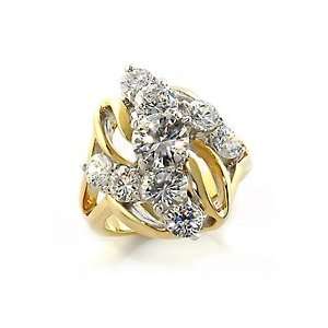    Cocktail Rings   Gold Plated Cocktail CZ Ring   Size 8 Jewelry