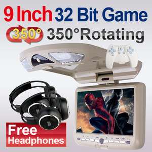   Roof Mount Monitor Radio DVD Player+2x Wireless Headphone+Games  