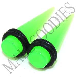 0747 Neon Green Ear Stretchers Tapers 0G 0 Gauge 8mm  
