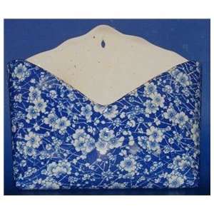  Blue Calico Chintz Pottery Wall Pocket