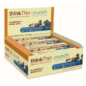 thinkThin Crunch Mixed Nuts Bar, Blueberry, 1.41 Ounce (Pack of 10 