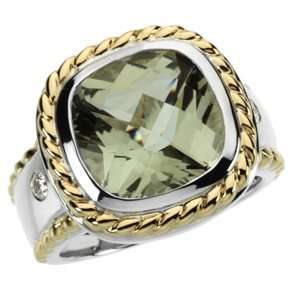   Checkerboard Green Quartz & Diamond Ring Diamond Designs Jewelry