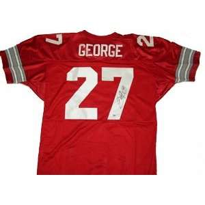  Autographed Eddie George Jersey   Ohio State Buckeyes Red 