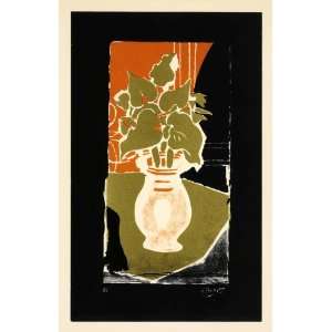 1961 Photolithograph Georges Braque Leaves Light Vase Flowers Plant 