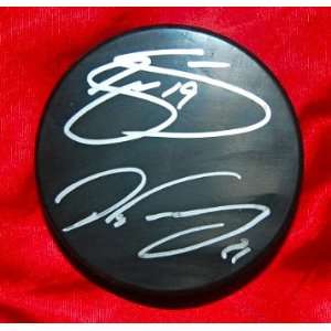 Joe Sakic and Peter Forsberg Hand Signed Autographed Ice Hockey Puck