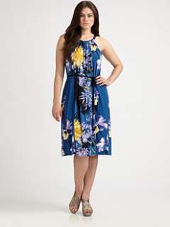 Tahari Woman, Salon Z   Floral Print Halter Dress